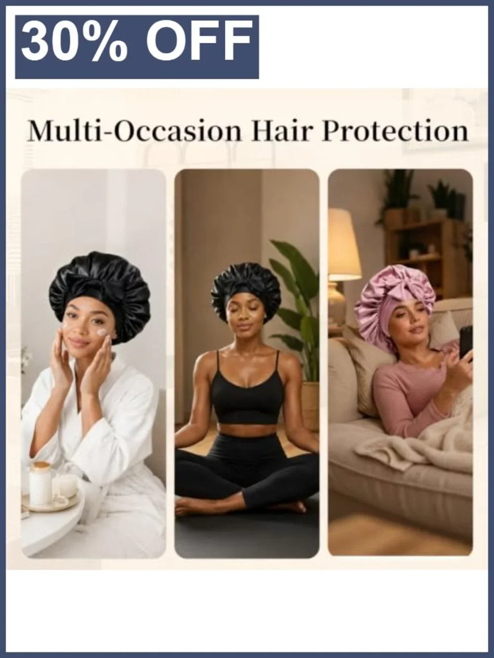 Satin Silk Bonnet Hair Cap for Sleeping Reduce Frizz & Breakage Adjustable